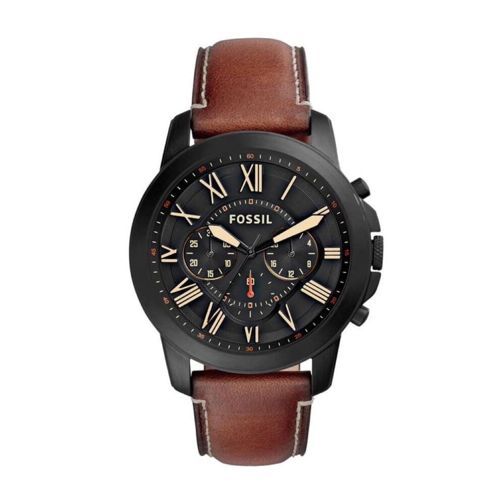 NWT Fossil Men's Black and Brown Watch